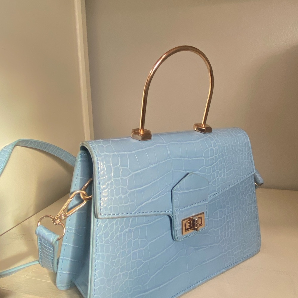 Baby Blue Crocodile skin handbag